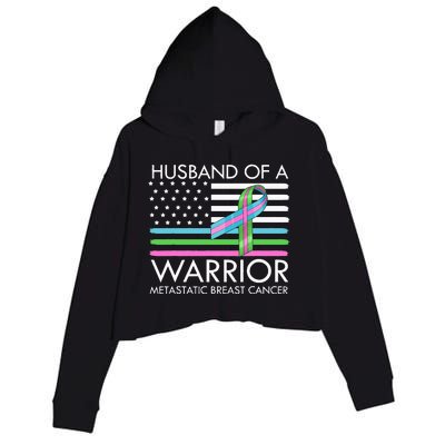 Husband Of A Warrior Metastatic Breast Cancer Awareness Crop Fleece Hoodie