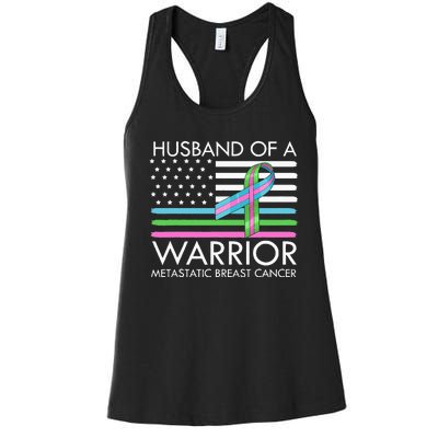 Husband Of A Warrior Metastatic Breast Cancer Awareness Women's Racerback Tank