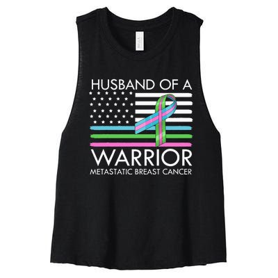 Husband Of A Warrior Metastatic Breast Cancer Awareness Women's Racerback Cropped Tank