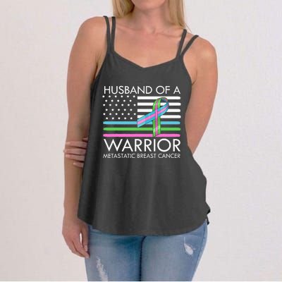 Husband Of A Warrior Metastatic Breast Cancer Awareness Women's Strappy Tank