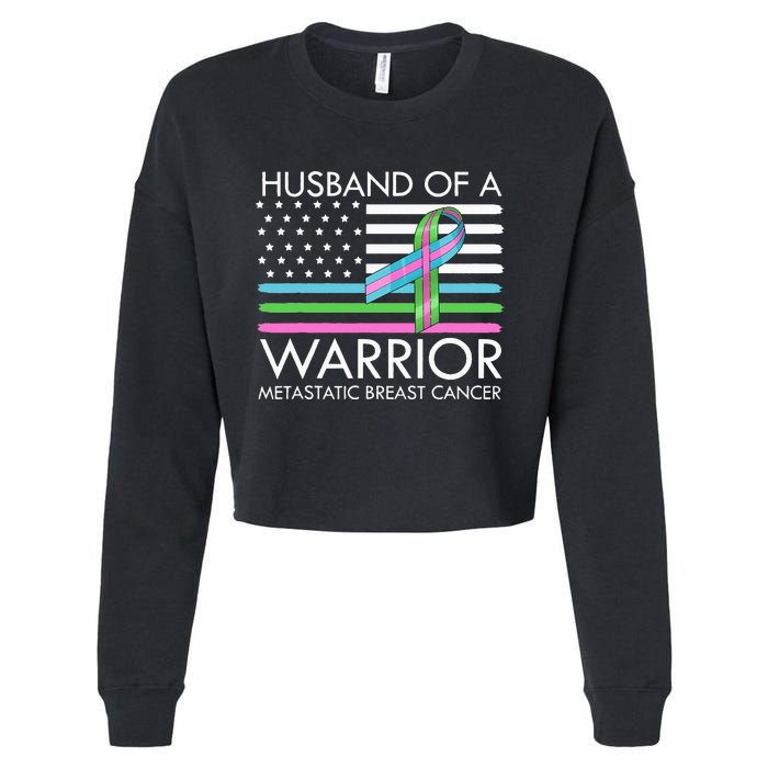 Husband Of A Warrior Metastatic Breast Cancer Awareness Cropped Pullover Crew