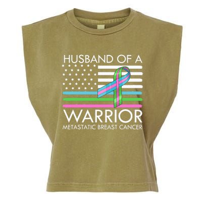 Husband Of A Warrior Metastatic Breast Cancer Awareness Garment-Dyed Women's Muscle Tee