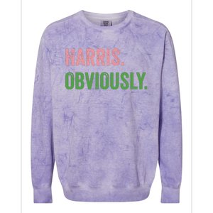 Harris Obviously A Vote For 2024 President Kamala Harris Colorblast Crewneck Sweatshirt