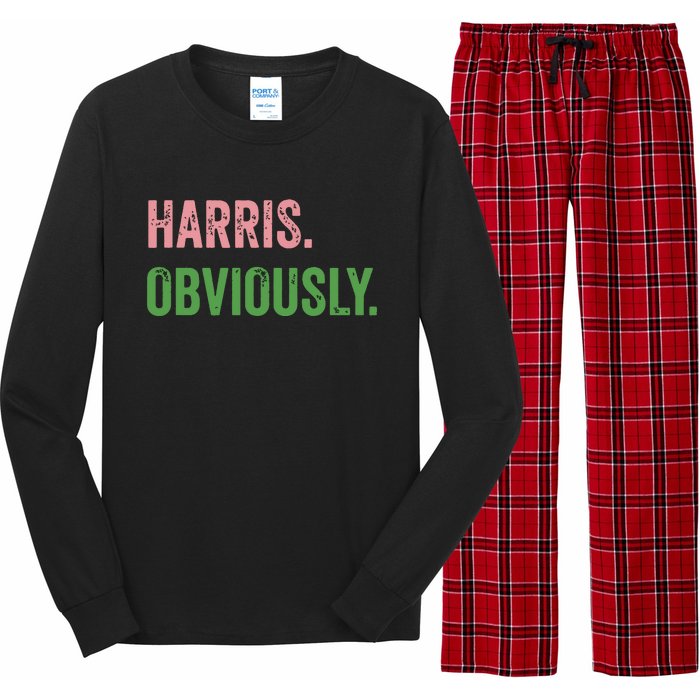 Harris Obviously A Vote For 2024 President Kamala Harris Long Sleeve Pajama Set