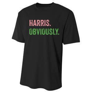 Harris Obviously A Vote For 2024 President Kamala Harris Performance Sprint T-Shirt