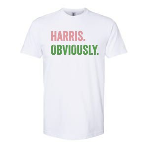 Harris Obviously A Vote For 2024 President Kamala Harris Softstyle CVC T-Shirt