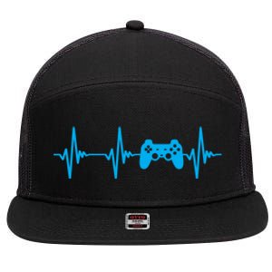 Heartbeat Of A Gamer Gaming Gamer 7 Panel Mesh Trucker Snapback Hat