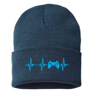 Heartbeat Of A Gamer Gaming Gamer Sustainable Knit Beanie