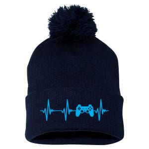 Heartbeat Of A Gamer Gaming Gamer Pom Pom 12in Knit Beanie