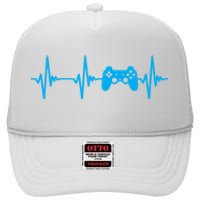 Heartbeat Of A Gamer Gaming Gamer High Crown Mesh Back Trucker Hat