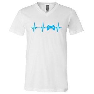 Heartbeat Of A Gamer Gaming Gamer V-Neck T-Shirt