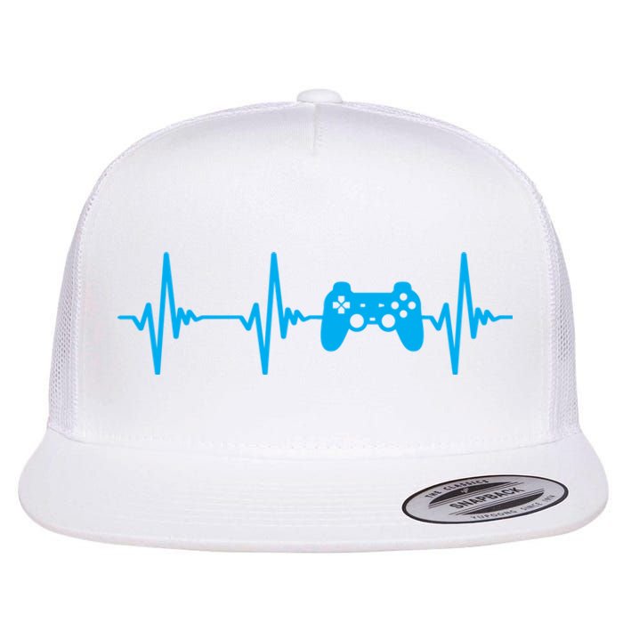 Heartbeat Of A Gamer Gaming Gamer Flat Bill Trucker Hat