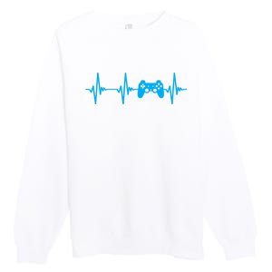 Heartbeat Of A Gamer Gaming Gamer Premium Crewneck Sweatshirt