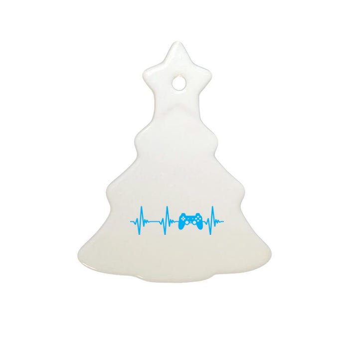 Heartbeat Of A Gamer Gaming Gamer Ceramic Tree Ornament