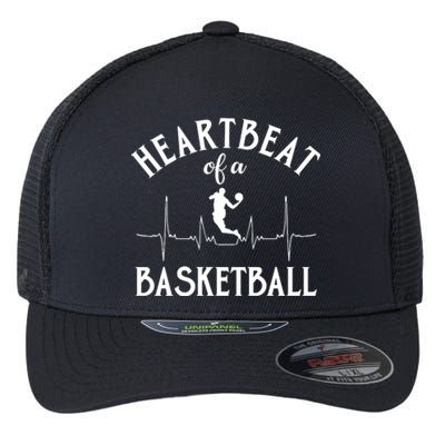 Heartbeat Of A Basketball Gift Funny Sport Flexfit Unipanel Trucker Cap