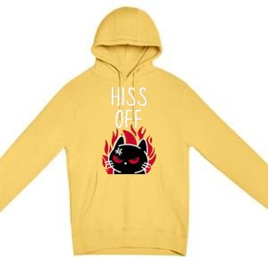 Hiss Off Angry Cat Funny Cat Premium Pullover Hoodie