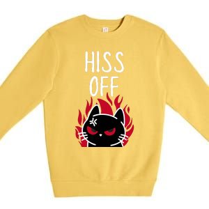 Hiss Off Angry Cat Funny Cat Premium Crewneck Sweatshirt