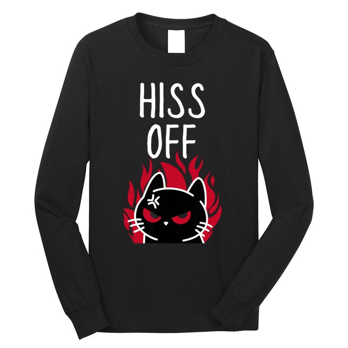 Hiss Off Angry Cat Funny Cat Long Sleeve Shirt