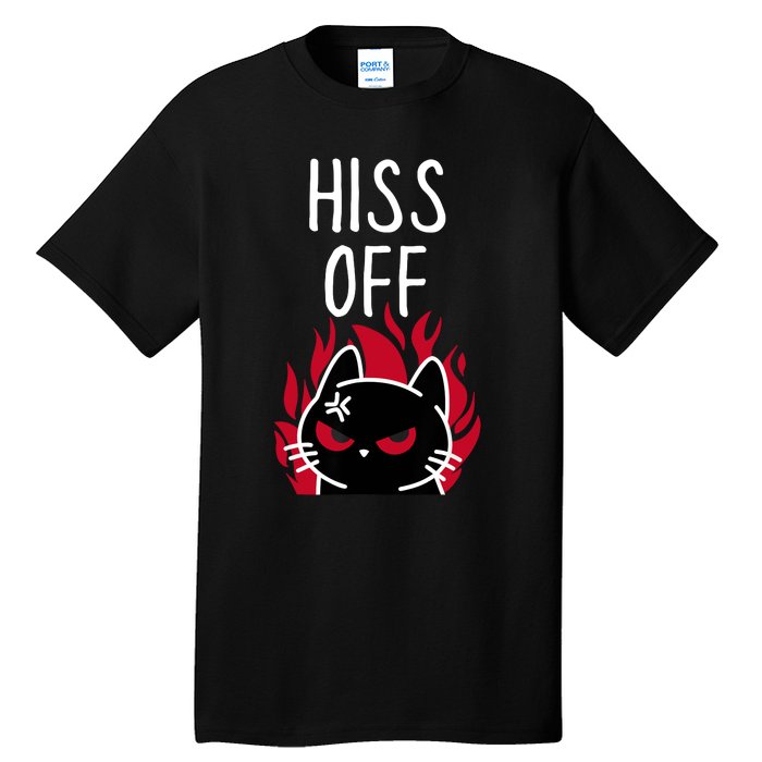 Hiss Off Angry Cat Funny Cat Tall T-Shirt