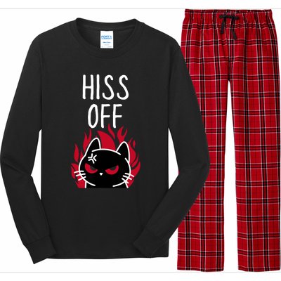 Hiss Off Angry Cat Funny Cat Long Sleeve Pajama Set