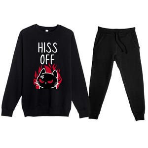 Hiss Off Angry Cat Funny Cat Premium Crewneck Sweatsuit Set