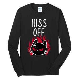 Hiss Off Angry Cat Funny Cat Tall Long Sleeve T-Shirt