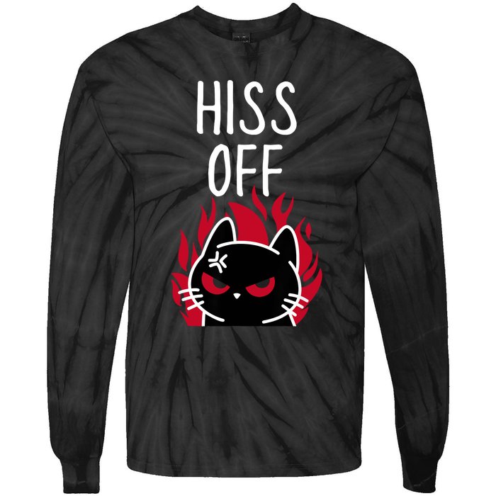 Hiss Off Angry Cat Funny Cat Tie-Dye Long Sleeve Shirt