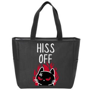 Hiss Off Angry Cat Funny Cat Zip Tote Bag