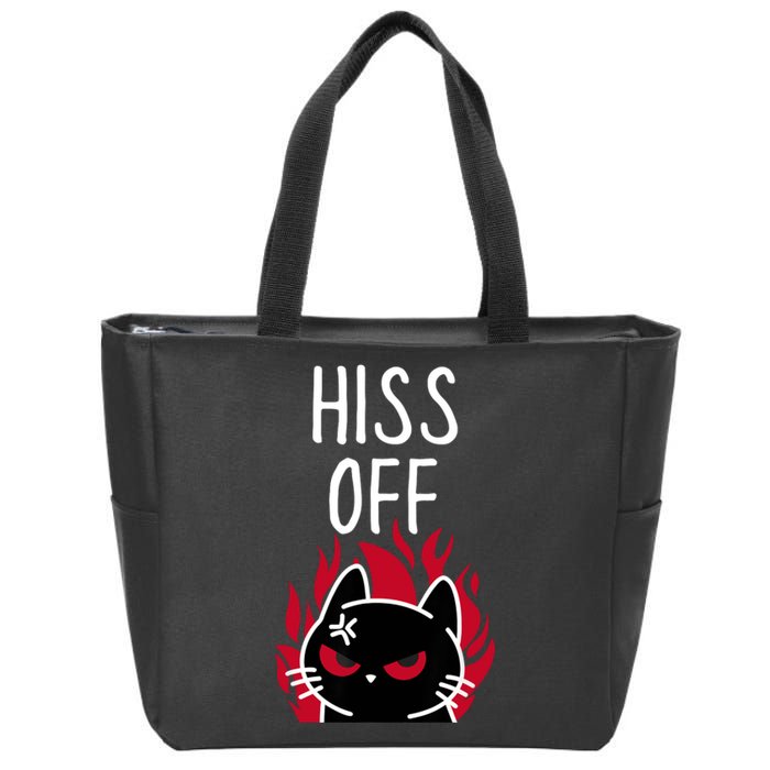 Hiss Off Angry Cat Funny Cat Zip Tote Bag