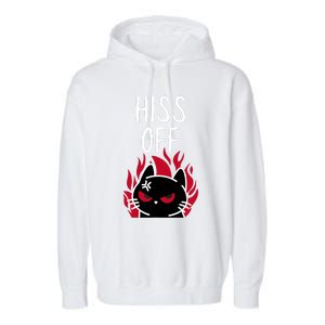 Hiss Off Angry Cat Funny Cat Garment-Dyed Fleece Hoodie