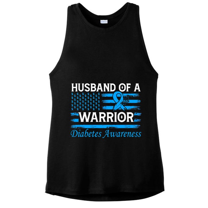 Husband of a Warrior Type 1 Diabetes Awareness Ribbon Ladies PosiCharge Tri-Blend Wicking Tank