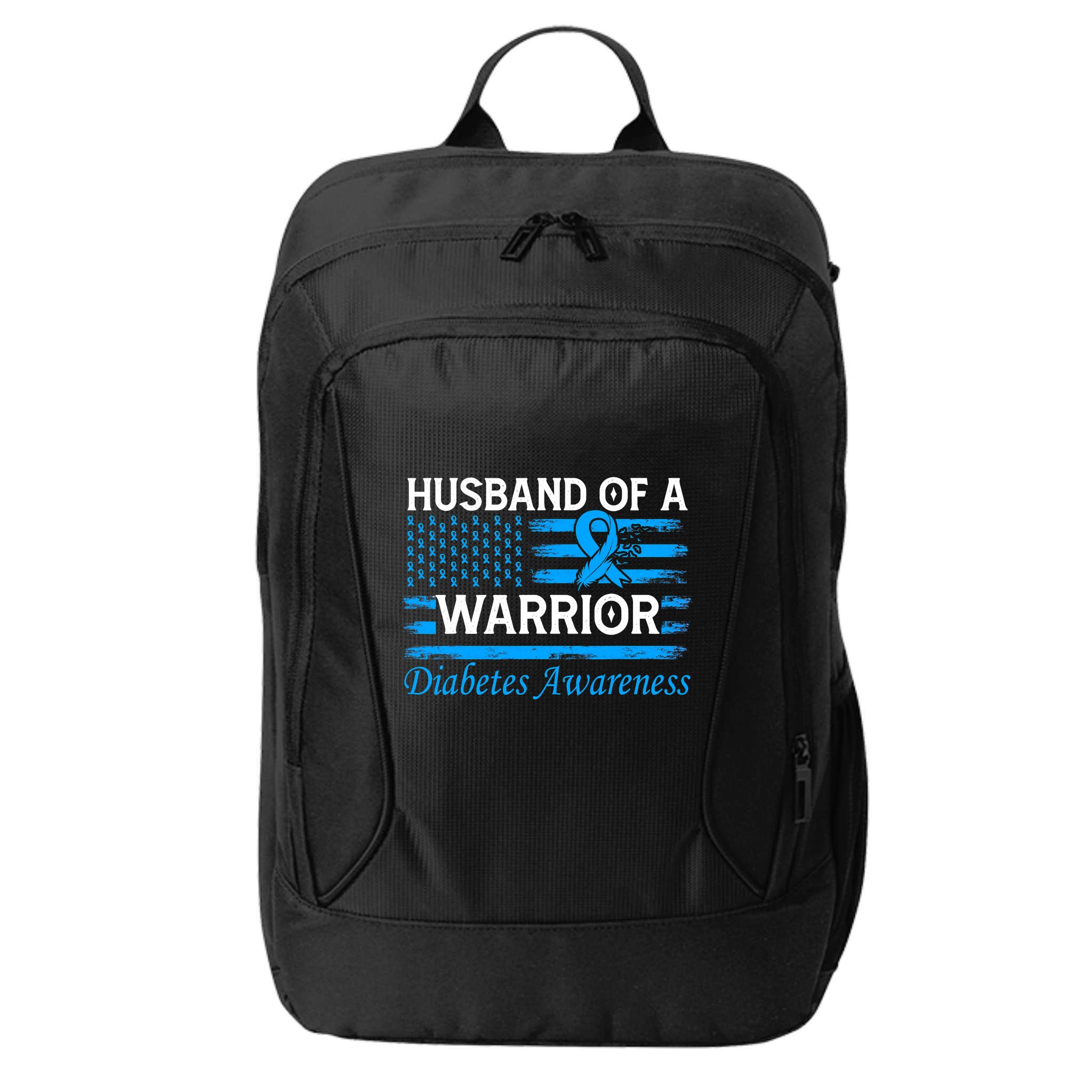 Husband of a Warrior Type 1 Diabetes Awareness Ribbon City Backpack