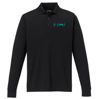 Heartbeat Of A Gamer Cute Gift Gamer Gift Cute Gift Performance Long Sleeve Polo