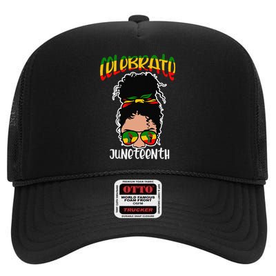 History of afircan american afro  june 19th juneteenth High Crown Mesh Back Trucker Hat