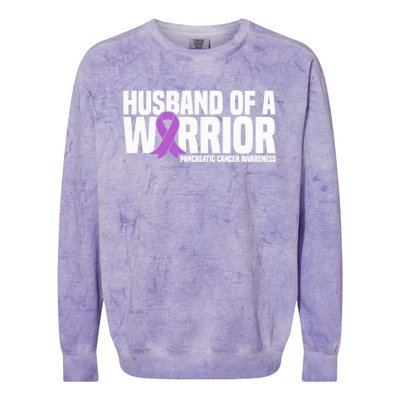 Husband Of A Warrior Pancreatic Cancer Awareness Gift Colorblast Crewneck Sweatshirt