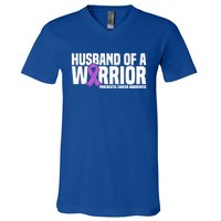 Husband Of A Warrior Pancreatic Cancer Awareness Gift V-Neck T-Shirt