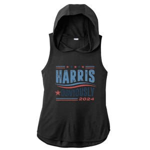 Harris Obviously A Vote For 2024 President Kamala Harris Ladies PosiCharge Tri-Blend Wicking Draft Hoodie Tank