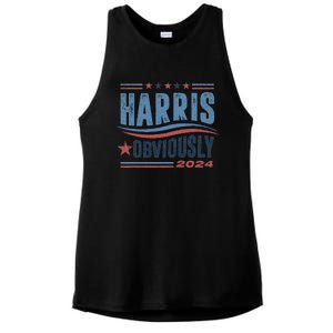 Harris Obviously A Vote For 2024 President Kamala Harris Ladies PosiCharge Tri-Blend Wicking Tank