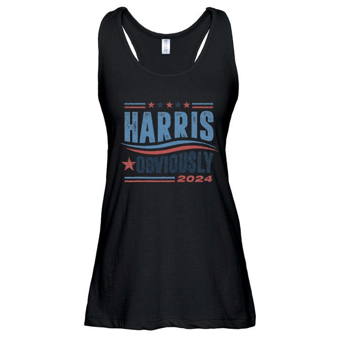 Harris Obviously A Vote For 2024 President Kamala Harris Ladies Essential Flowy Tank