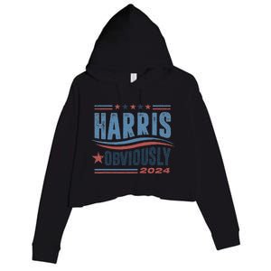 Harris Obviously A Vote For 2024 President Kamala Harris Crop Fleece Hoodie