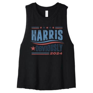 Harris Obviously A Vote For 2024 President Kamala Harris Women's Racerback Cropped Tank