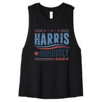 Harris Obviously A Vote For 2024 President Kamala Harris Women's Racerback Cropped Tank