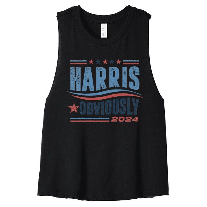 Harris Obviously A Vote For 2024 President Kamala Harris Women's Racerback Cropped Tank