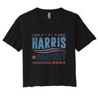 Harris Obviously A Vote For 2024 President Kamala Harris Women's Crop Top Tee