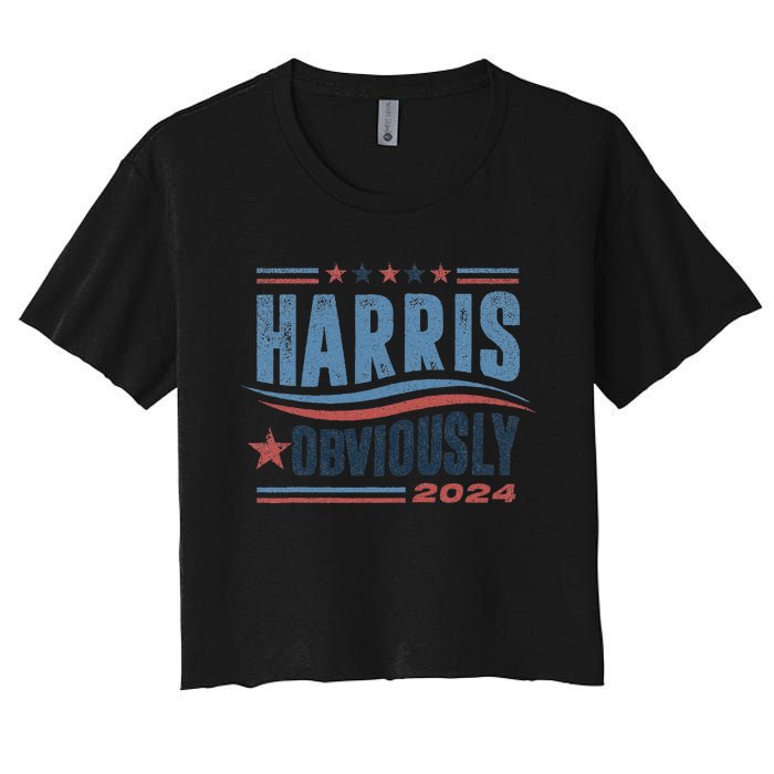 Harris Obviously A Vote For 2024 President Kamala Harris Women's Crop Top Tee