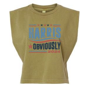 Harris Obviously A Vote For 2024 President Kamala Harris Garment-Dyed Women's Muscle Tee