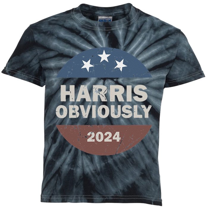 Harris Obviously A Vote For 2024 President Kamala Harris Kids Tie-Dye T-Shirt