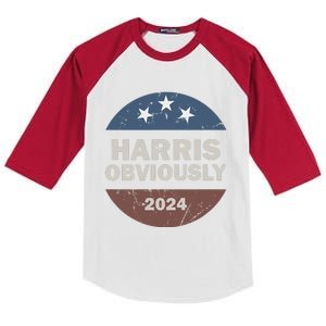 Harris Obviously A Vote For 2024 President Kamala Harris Kids Colorblock Raglan Jersey