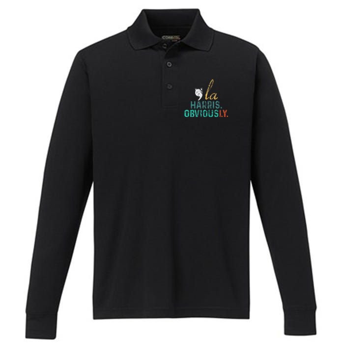 Harris Obviously. A Vote For 2024 Kamala Harris Performance Long Sleeve Polo