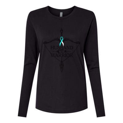 Husband Of A Warrior Cervical Cancer Awareness Support Squad Gift Womens Cotton Relaxed Long Sleeve T-Shirt